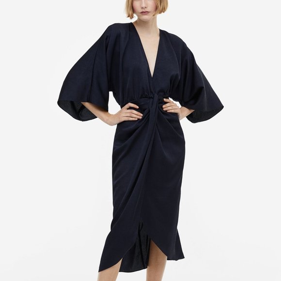 (NWT) H&M - dark blue/navy, flowy, v-neck dress - Picture 1 of 8